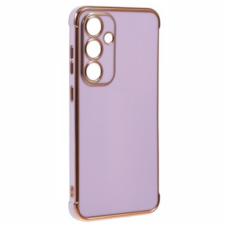 For Samsung Galaxy S24 FE Case Electroplated Frame TPU Soft Phone Cover - Purple