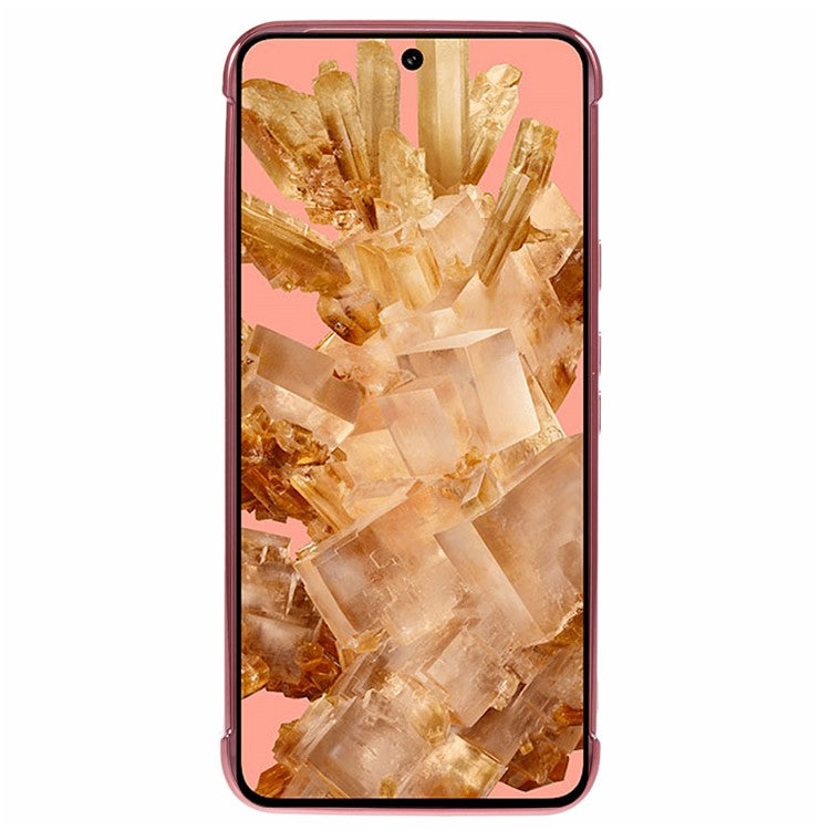 For Google Pixel 8 Case Compatible with MagSafe Electroplated TPU Phone Cover Hollow Love Hearts - Rose Pink