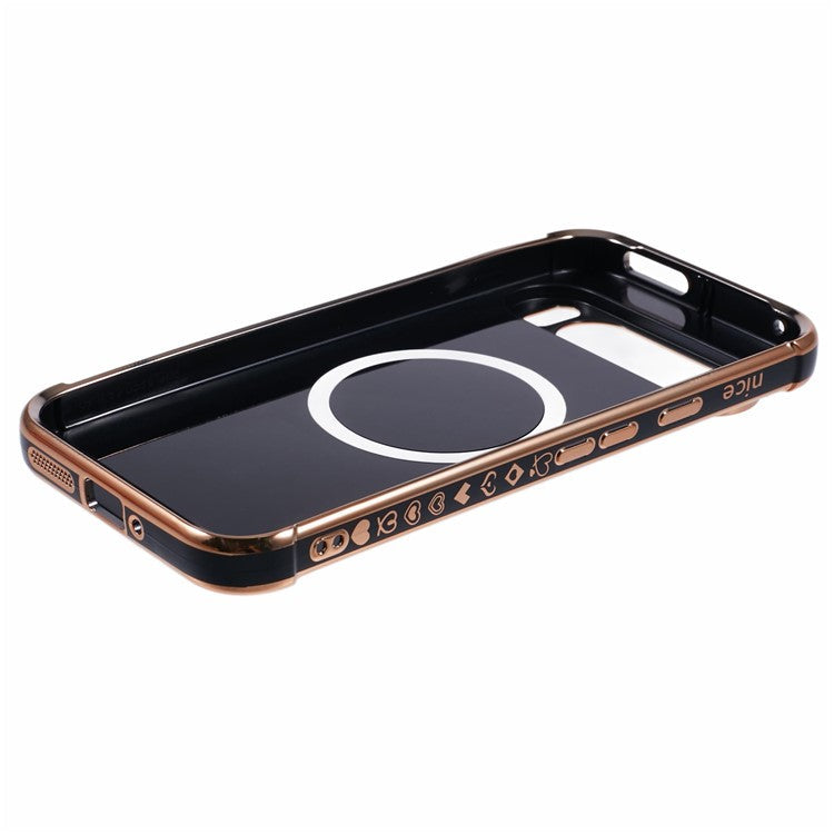 For Google Pixel 9 Pro XL Case Compatible with MagSafe Electroplated TPU Phone Cover Hollow Love Hearts - Black