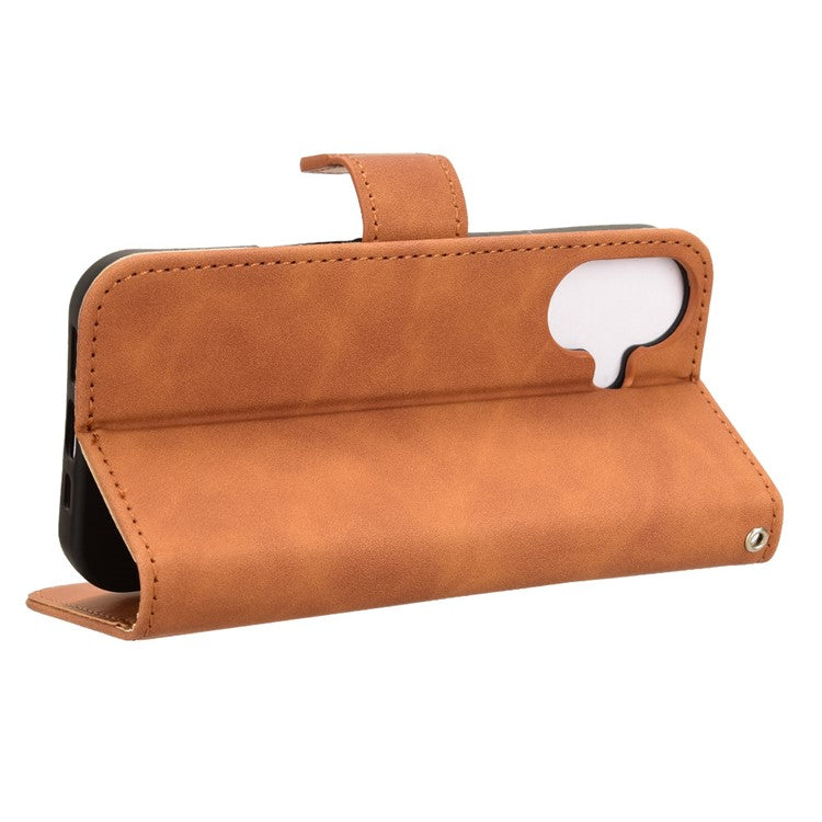 For iPhone 16 Leather Case Skin-Feel Anti-Drop Wallet Flip Phone Cover - Brown