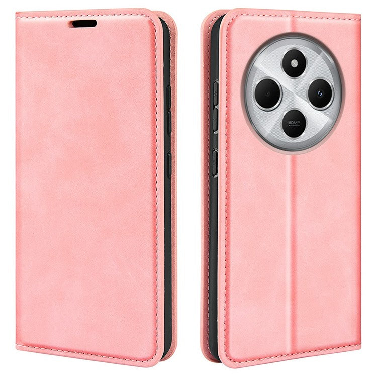 For Xiaomi Poco C75 4G / Redmi 14R 5G / 14C 4G Case Skin-Touch Leather Wallet Phone Cover - Pink