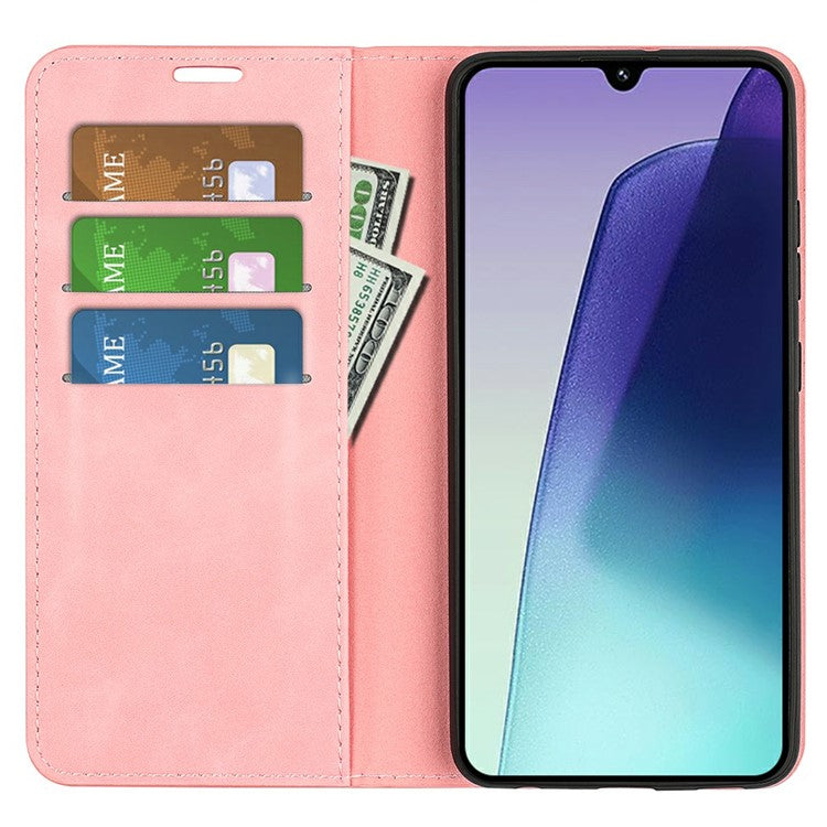 For Xiaomi Poco C75 4G / Redmi 14R 5G / 14C 4G Case Skin-Touch Leather Wallet Phone Cover - Pink