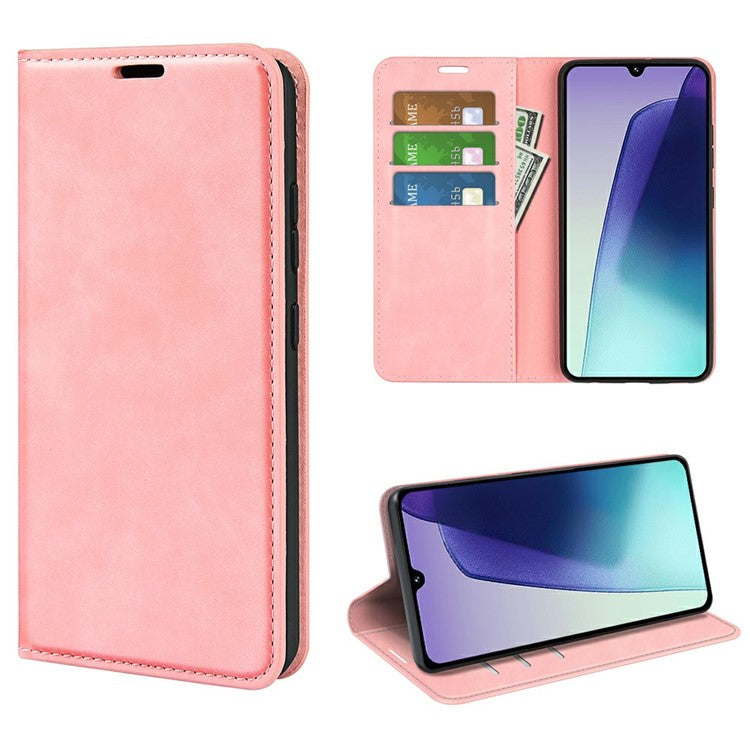 For Xiaomi Poco C75 4G / Redmi 14R 5G / 14C 4G Case Skin-Touch Leather Wallet Phone Cover - Pink