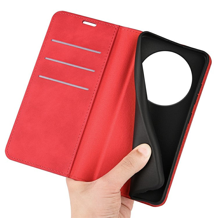 For Xiaomi Poco C75 4G / Redmi 14R 5G / 14C 4G Case Skin-Touch Leather Wallet Phone Cover - Red