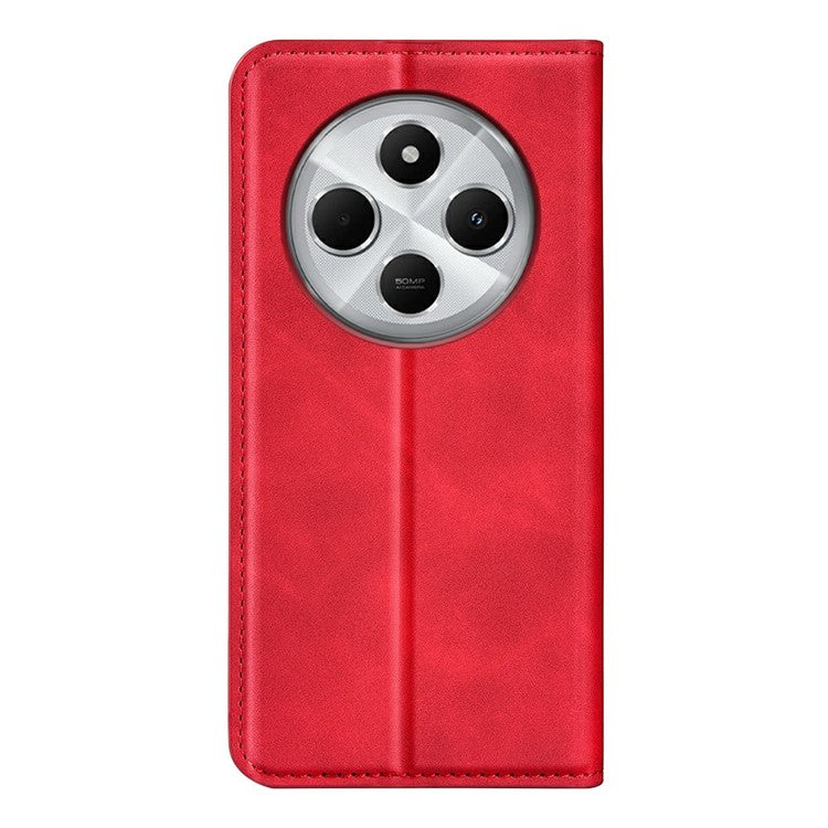 For Xiaomi Poco C75 4G / Redmi 14R 5G / 14C 4G Case Skin-Touch Leather Wallet Phone Cover - Red