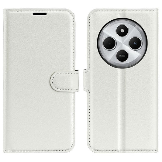 For Xiaomi Poco C75 4G / Redmi 14R 5G / 14C 4G Case Litchi Texture Shockproof Leather Wallet Phone Cover - White