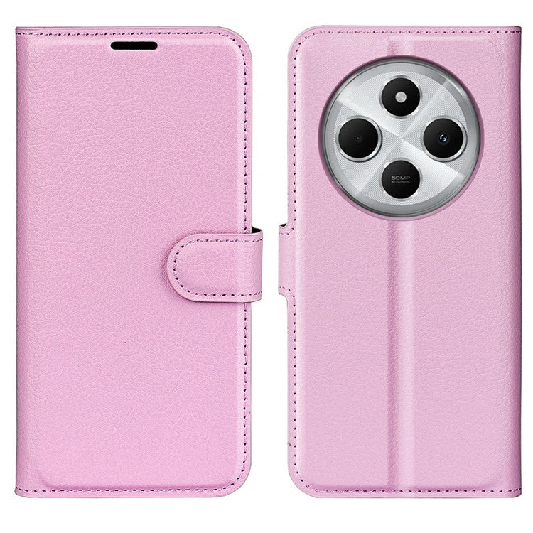 For Xiaomi Poco C75 4G / Redmi 14R 5G / 14C 4G Case Litchi Texture Shockproof Leather Wallet Phone Cover - Pink