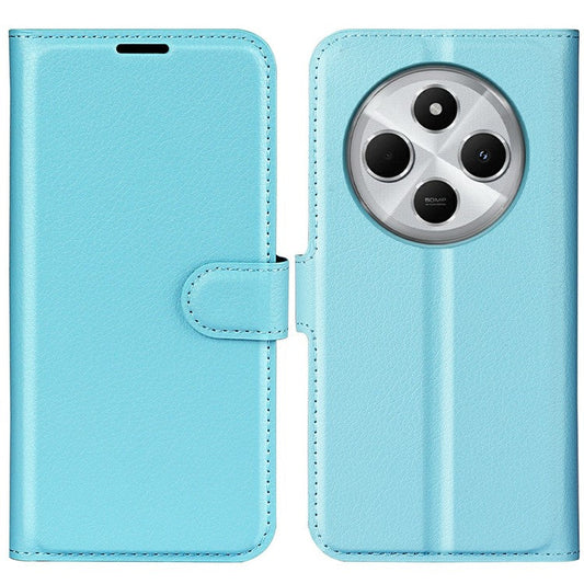 For Xiaomi Poco C75 4G / Redmi 14R 5G / 14C 4G Case Litchi Texture Shockproof Leather Wallet Phone Cover - Blue