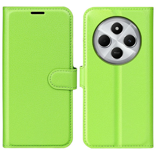 For Xiaomi Poco C75 4G / Redmi 14R 5G / 14C 4G Case Litchi Texture Shockproof Leather Wallet Phone Cover - Green