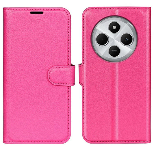 For Xiaomi Poco C75 4G / Redmi 14R 5G / 14C 4G Case Litchi Texture Shockproof Leather Wallet Phone Cover - Rose