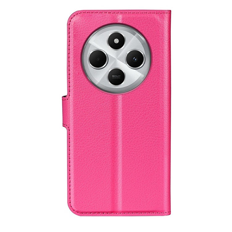 For Xiaomi Poco C75 4G / Redmi 14R 5G / 14C 4G Case Litchi Texture Shockproof Leather Wallet Phone Cover - Rose