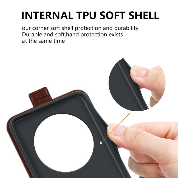 For Xiaomi Poco C75 4G / Redmi 14R 5G / 14C 4G Case with Card Slots Vertical Flip Leather Phone Cover - Brown