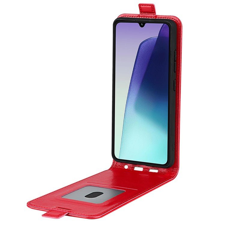 For Xiaomi Poco C75 4G / Redmi 14R 5G / 14C 4G Case with Card Slots Vertical Flip Leather Phone Cover - Red