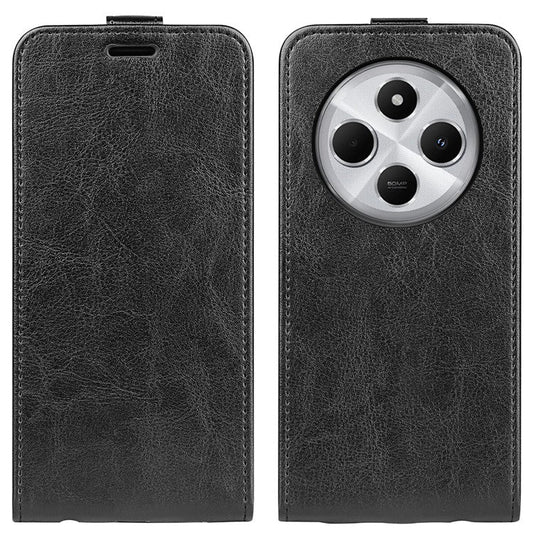 For Xiaomi Poco C75 4G / Redmi 14R 5G / 14C 4G Case with Card Slots Vertical Flip Leather Phone Cover - Black