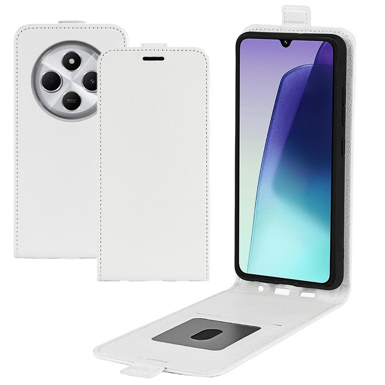 For Xiaomi Poco C75 4G / Redmi 14R 5G / 14C 4G Case with Card Slots Vertical Flip Leather Phone Cover - White