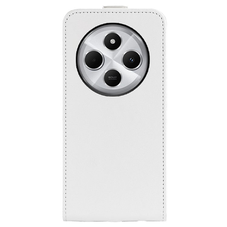 For Xiaomi Poco C75 4G / Redmi 14R 5G / 14C 4G Case with Card Slots Vertical Flip Leather Phone Cover - White