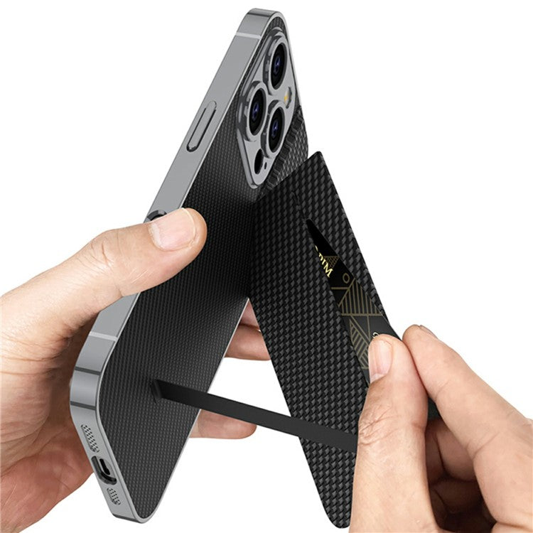 GKK For iPhone 16 Pro Case Shockproof TPU+PC+PU Phone Shell with Card Holder Kickstand - Titanium Grey
