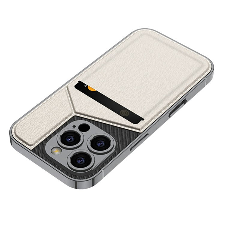 GKK For iPhone 16 Pro Case Shockproof TPU+PC+PU Phone Shell with Card Holder Kickstand - Titanium Grey
