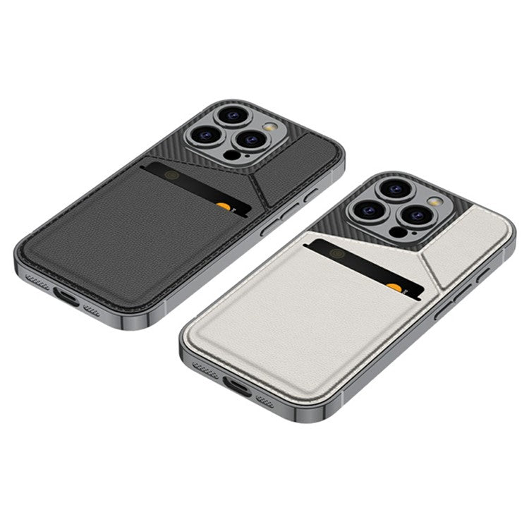 GKK For iPhone 16 Pro Case Shockproof TPU+PC+PU Phone Shell with Card Holder Kickstand - Titanium Grey