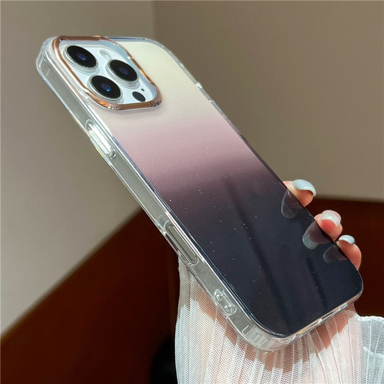 For iPhone 16 Pro Case Dual Color Gradient Soft TPU Phone Case - Black / Clear