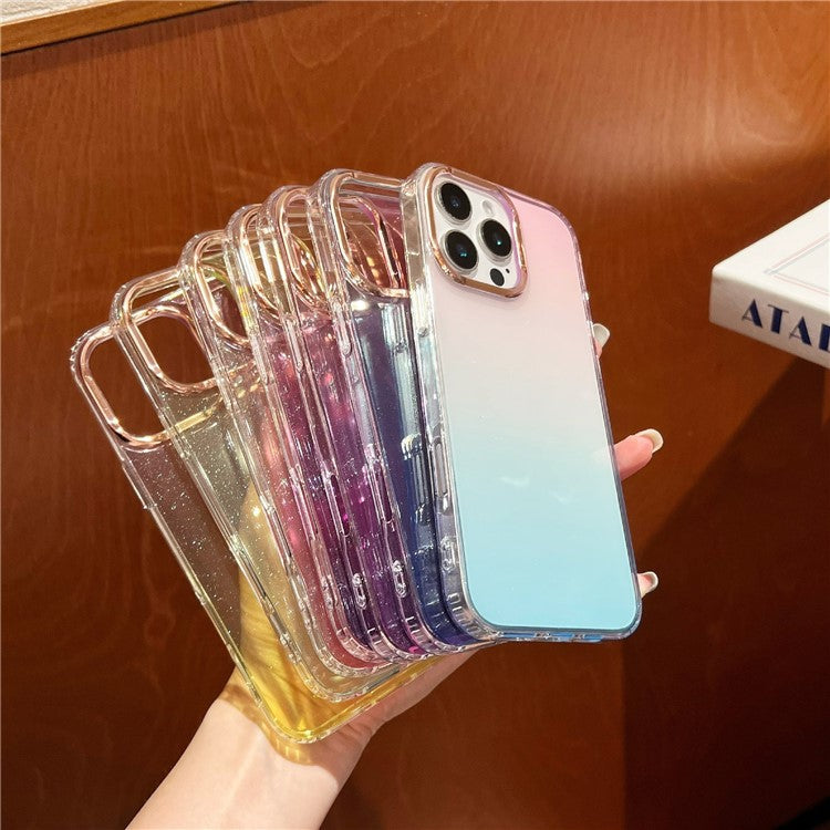 For iPhone 16 Pro Case Dual Color Gradient Soft TPU Phone Case - Green / Yellow