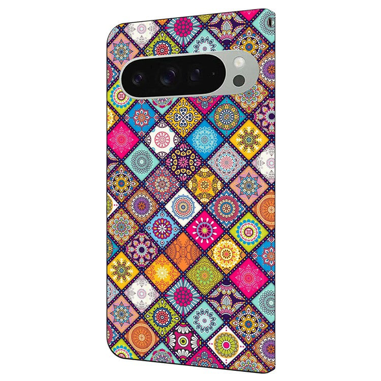 For Google Pixel 9 / Google Pixel 9 Pro Case Pattern Printed Protective Cover TPU+PU Leather Flip Phone Case - Colorful Leather