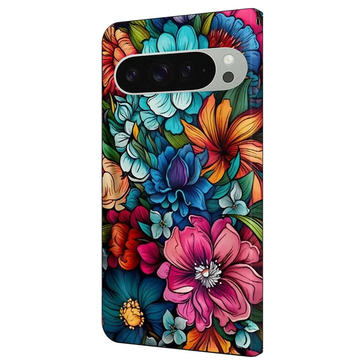 For Google Pixel 9 / Google Pixel 9 Pro Case Pattern Printed Protective Cover TPU+PU Leather Flip Phone Case - Staphyllum