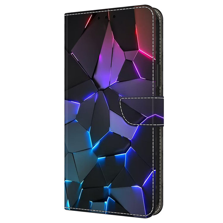 For Google Pixel 9 / Google Pixel 9 Pro Case Pattern Printed Protective Cover TPU+PU Leather Flip Phone Case - Blue Cracks