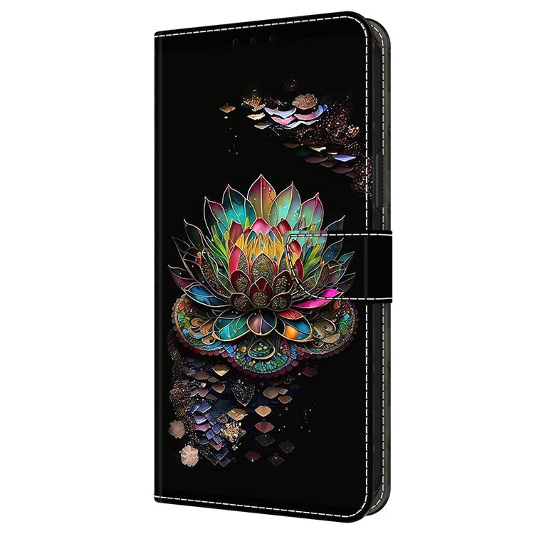 For Google Pixel 9 / Google Pixel 9 Pro Case Pattern Printed Protective Cover TPU+PU Leather Flip Phone Case - Lotus