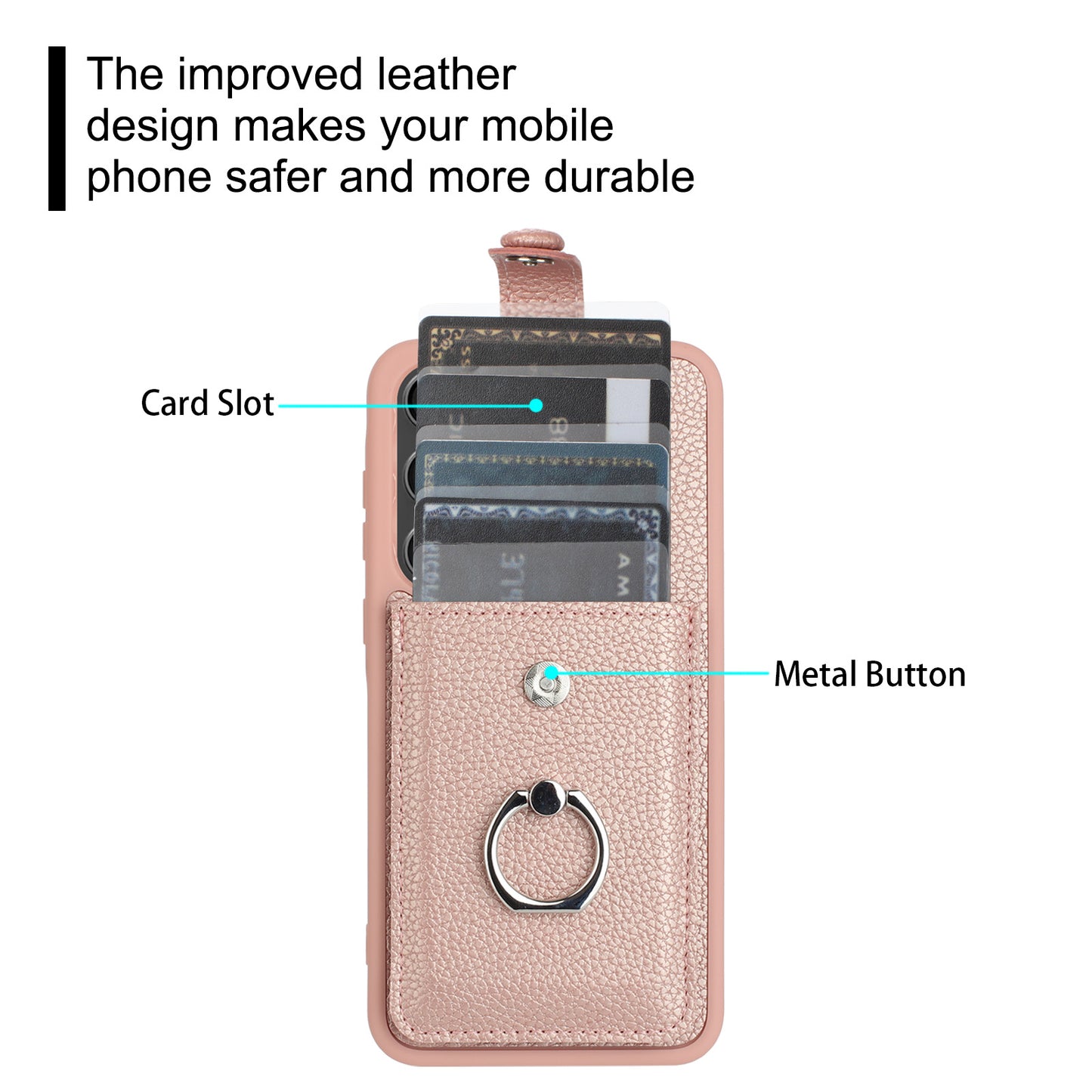 For Samsung Galaxy A16 5G / A16 4G Case Drawing Type Card Slots Litchi Texture Leather Back Cover with Ring Kickstand - Blue