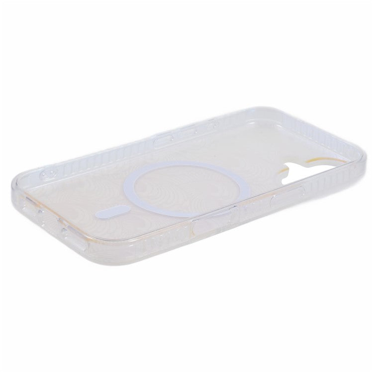 For iPhone 16 Plus Case Compatible with MagSafe Sea Waves IMD TPU+Acrylic Phone Cover - White