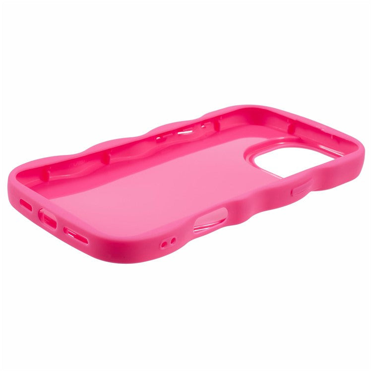 XL Series For iPhone 16 Pro Case TPU Protective Phone Cover Unique Curly Wave Frame - Rose