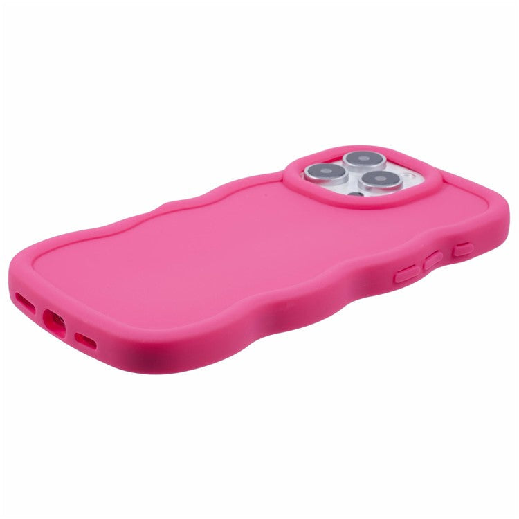 XL Series For iPhone 16 Pro Case TPU Protective Phone Cover Unique Curly Wave Frame - Rose