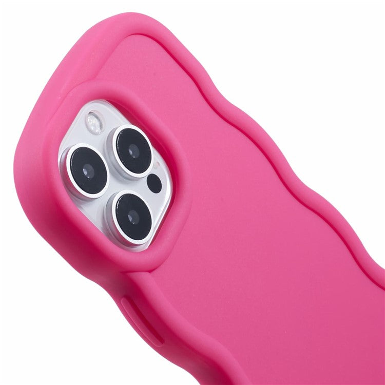 XL Series For iPhone 16 Pro Case TPU Protective Phone Cover Unique Curly Wave Frame - Rose