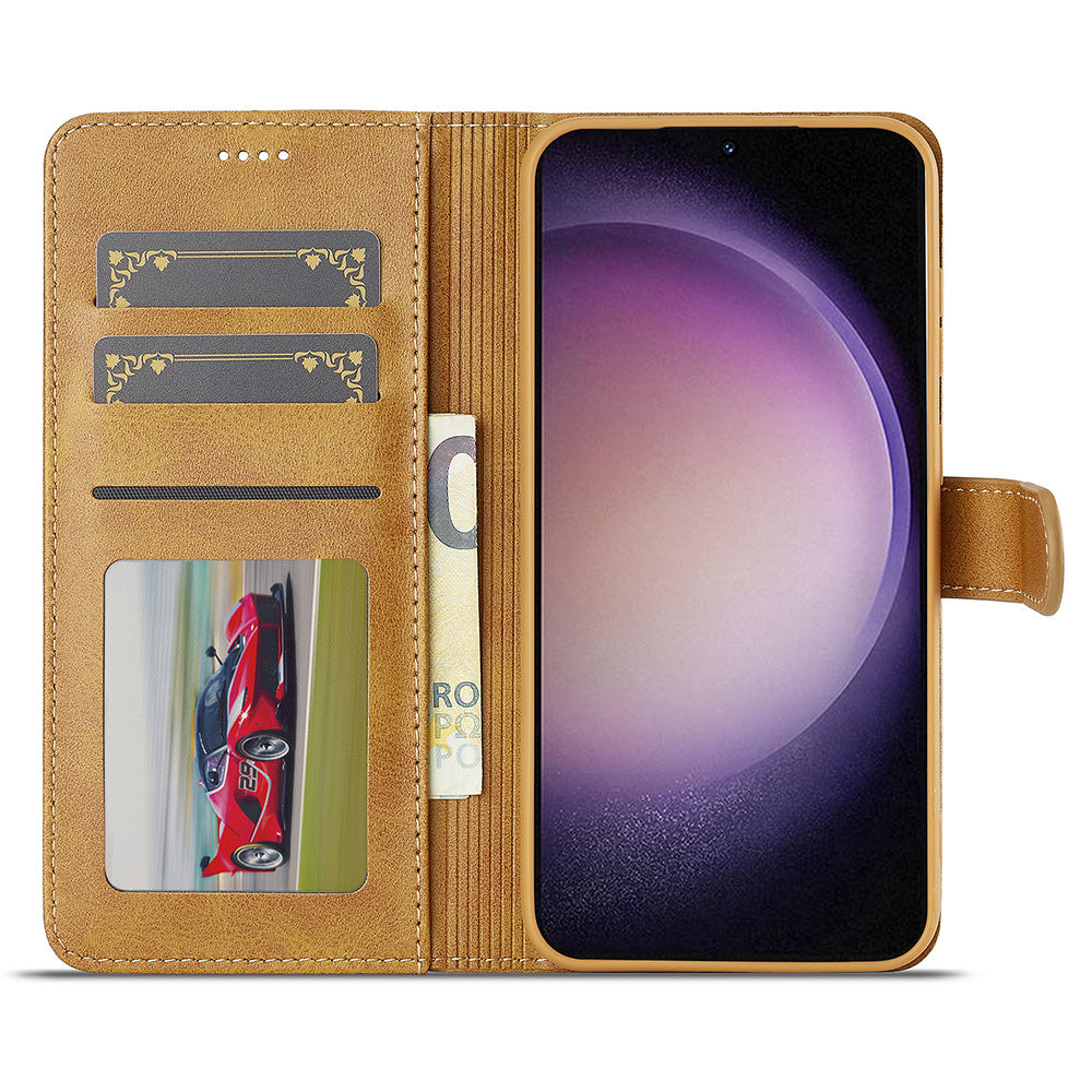 LC.IMEEKE For Samsung Galaxy A16 5G / A16 4G Case Calf Texture PU Leather Stand Wallet Phone Cover - Yellow