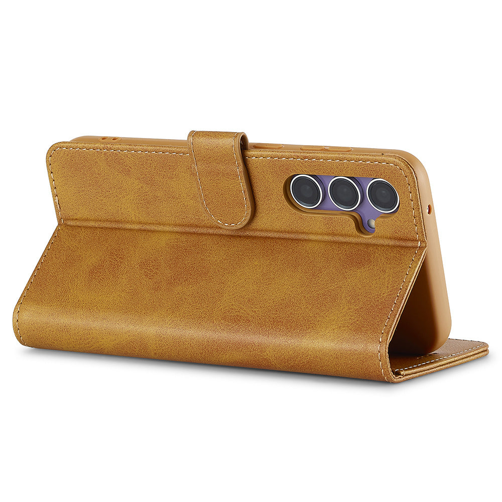 LC.IMEEKE For Samsung Galaxy A16 5G / A16 4G Case Calf Texture PU Leather Stand Wallet Phone Cover - Yellow