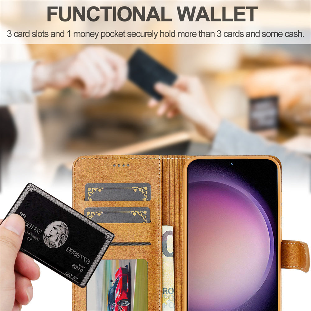LC.IMEEKE For Samsung Galaxy A16 5G / A16 4G Case Calf Texture PU Leather Stand Wallet Phone Cover - Yellow