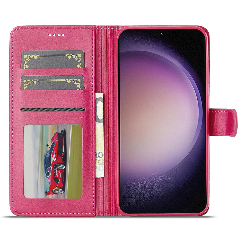 LC.IMEEKE For Samsung Galaxy A16 5G / A16 4G Case Calf Texture PU Leather Stand Wallet Phone Cover - Rose
