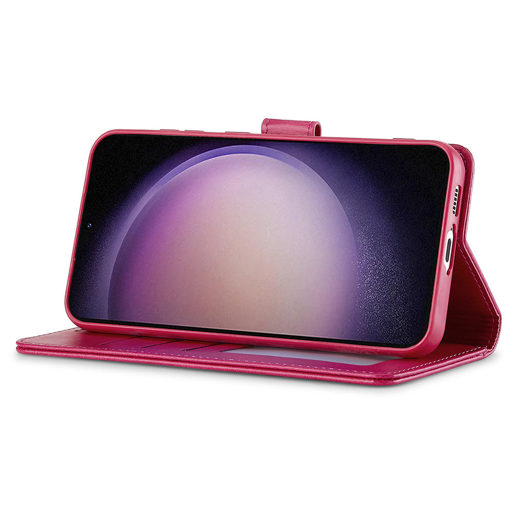 LC.IMEEKE For Samsung Galaxy A16 5G / A16 4G Case Calf Texture PU Leather Stand Wallet Phone Cover - Rose