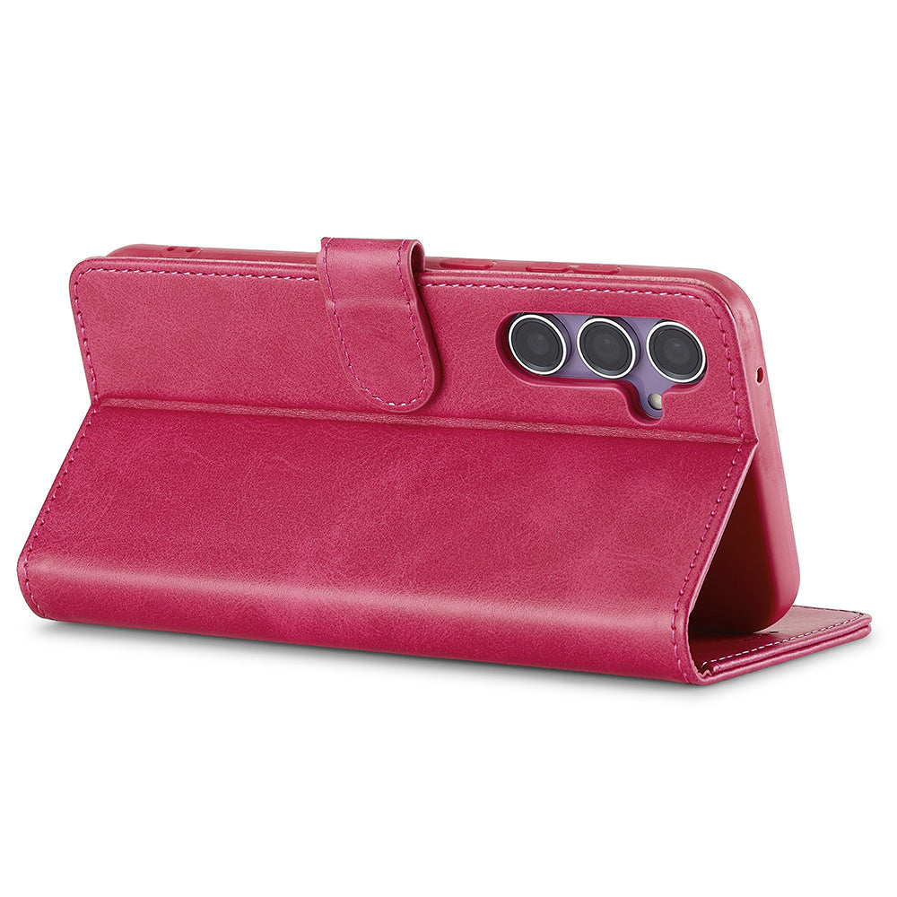 LC.IMEEKE For Samsung Galaxy A16 5G / A16 4G Case Calf Texture PU Leather Stand Wallet Phone Cover - Rose