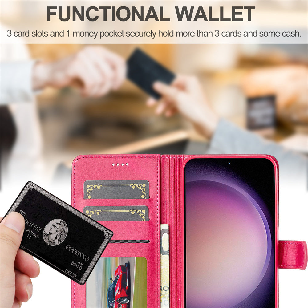 LC.IMEEKE For Samsung Galaxy A16 5G / A16 4G Case Calf Texture PU Leather Stand Wallet Phone Cover - Rose