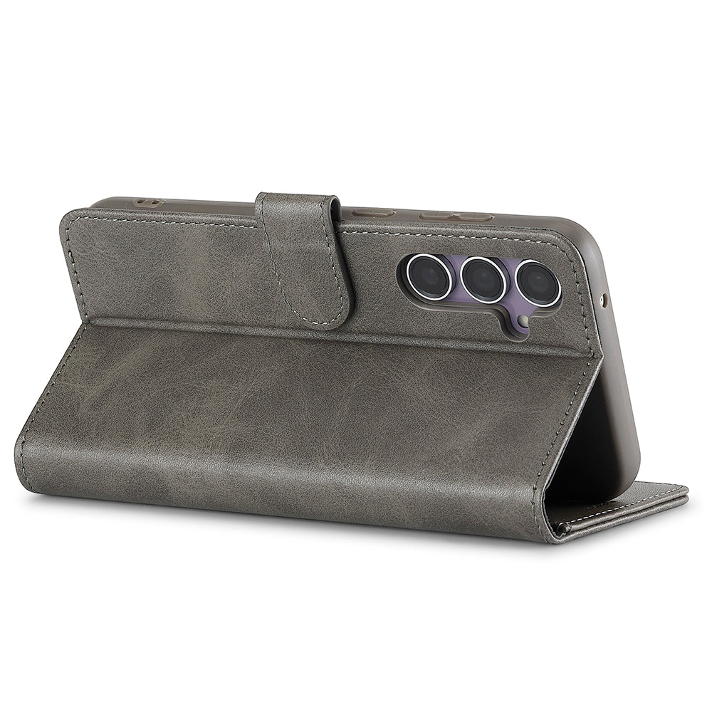 LC.IMEEKE For Samsung Galaxy A16 5G / A16 4G Case Calf Texture PU Leather Stand Wallet Phone Cover - Grey