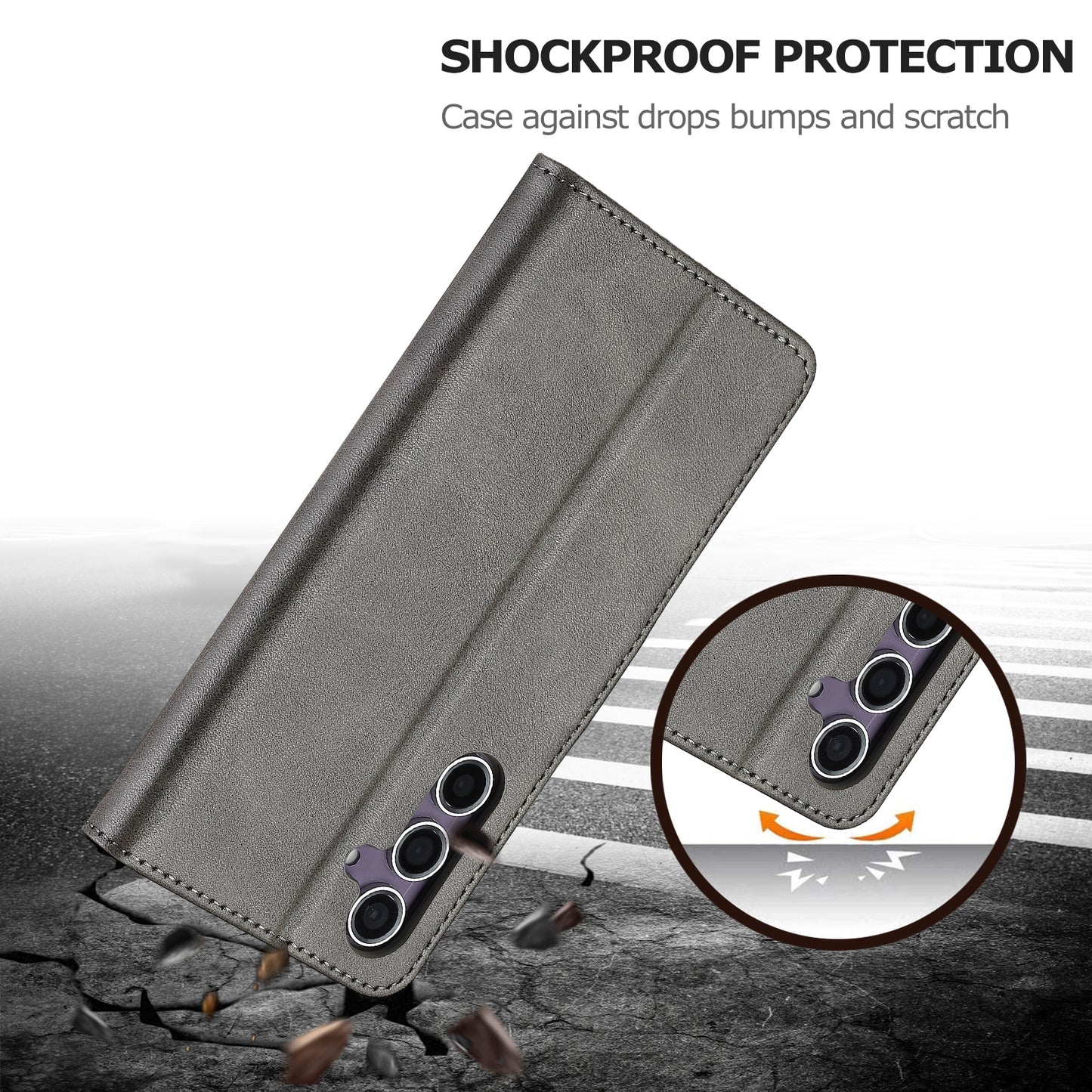 LC.IMEEKE For Samsung Galaxy A16 5G / A16 4G Case Calf Texture PU Leather Stand Wallet Phone Cover - Grey