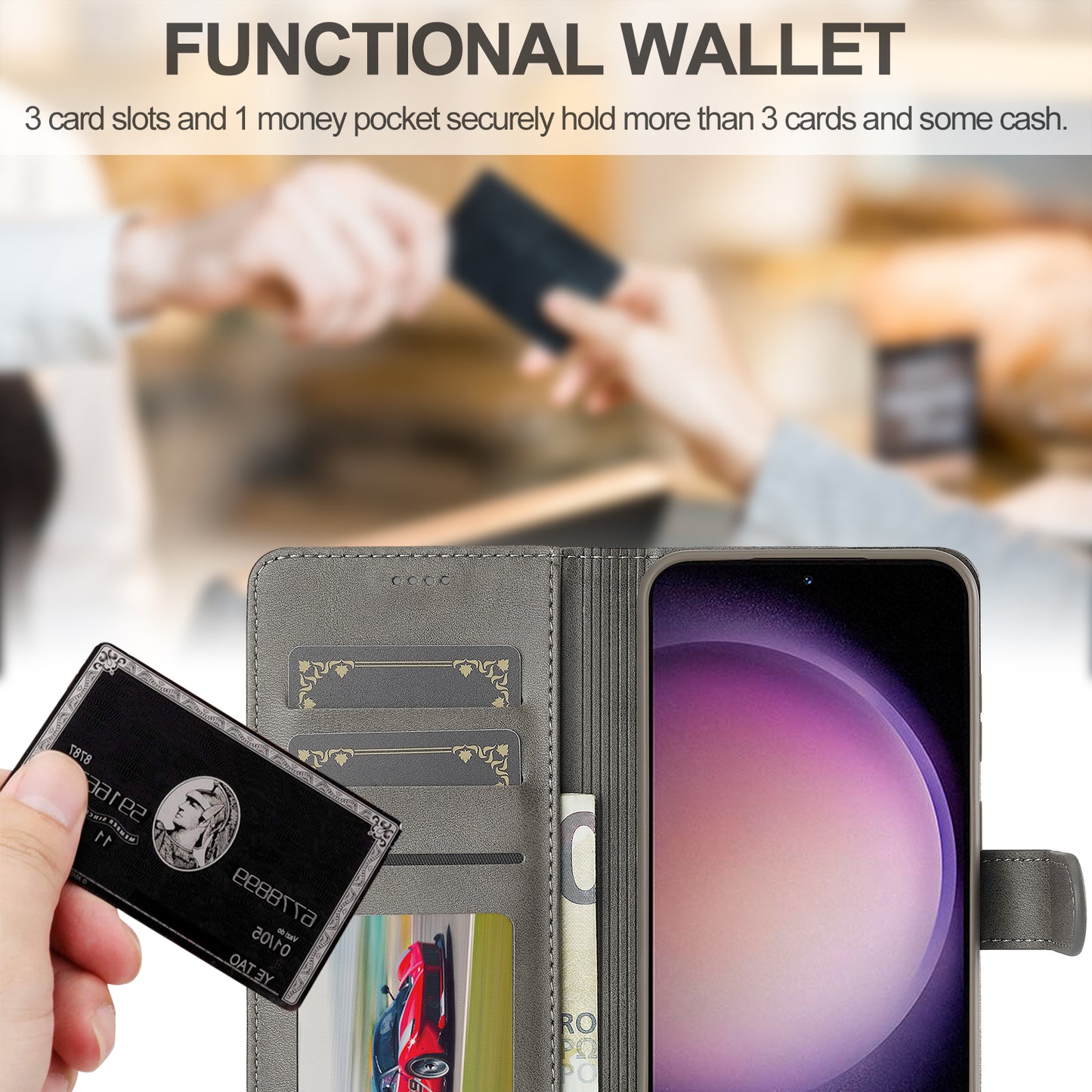 LC.IMEEKE For Samsung Galaxy A16 5G / A16 4G Case Calf Texture PU Leather Stand Wallet Phone Cover - Grey