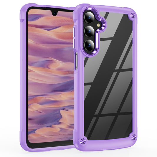 For Samsung Galaxy A16 5G / A16 4G Case Anti-Drop Alloy Lens Frame PC+TPU Phone Cover - Purple