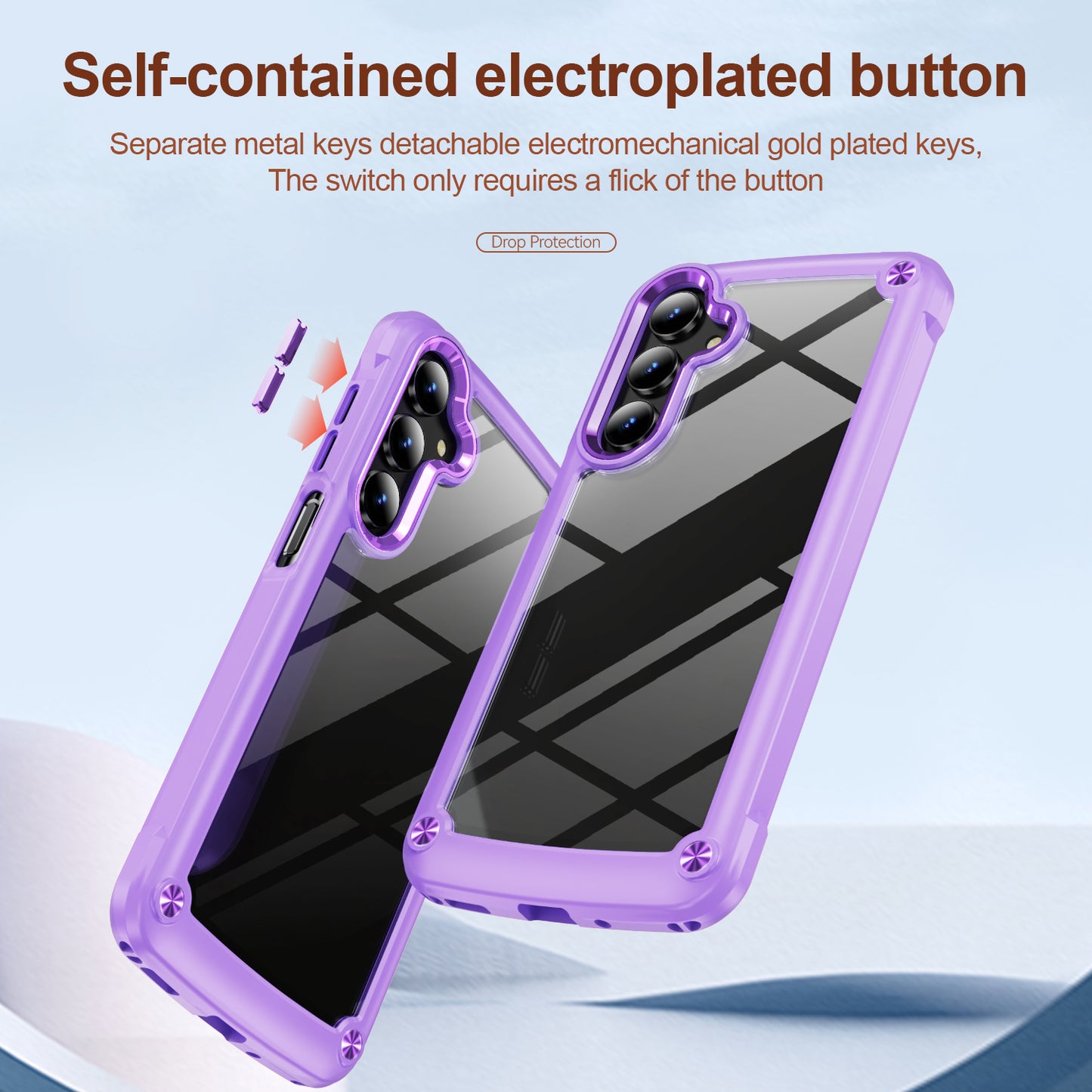 For Samsung Galaxy A16 5G / A16 4G Case Anti-Drop Alloy Lens Frame PC+TPU Phone Cover - Purple