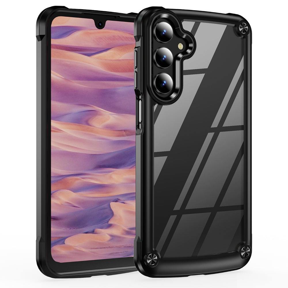 For Samsung Galaxy A16 5G / A16 4G Case Anti-Drop Alloy Lens Frame PC+TPU Phone Cover - Black