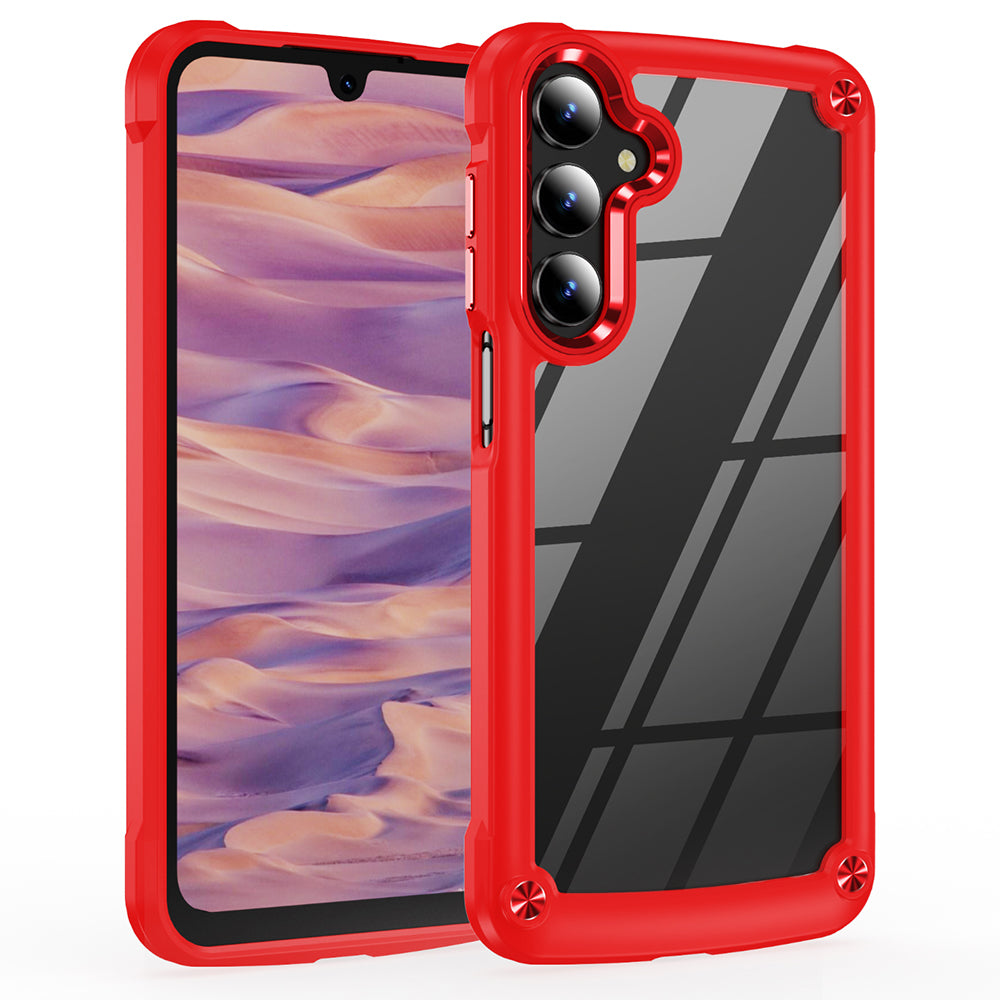 For Samsung Galaxy A16 5G / A16 4G Case Anti-Drop Alloy Lens Frame PC+TPU Phone Cover - Red