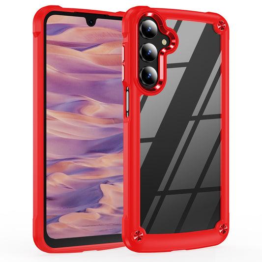 For Samsung Galaxy A16 5G / A16 4G Case Anti-Drop Alloy Lens Frame PC+TPU Phone Cover - Red
