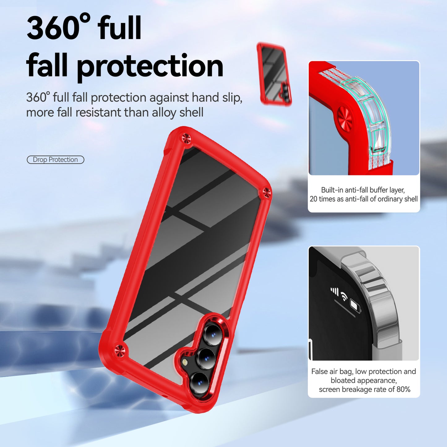 For Samsung Galaxy A16 5G / A16 4G Case Anti-Drop Alloy Lens Frame PC+TPU Phone Cover - Red